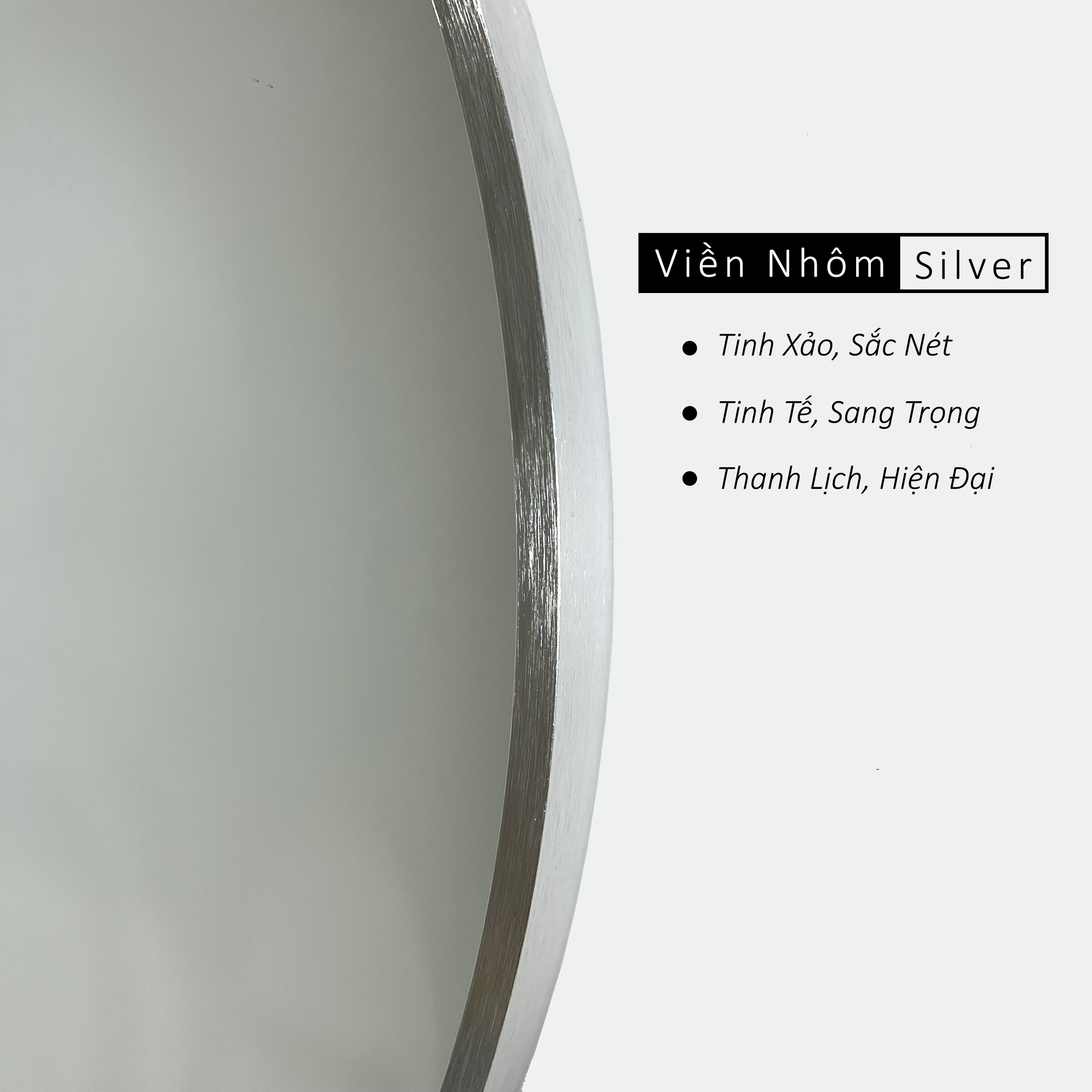 Gương Tròn Viền Trắng D40 Treo Tường DLQ MIRROR Chất Liệu Nhôm Sơn Tĩnh Điện Cao Cấp