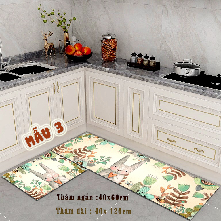 Bộ 2 thảm ngắn dài 3D trong nhà bếp cao cấp