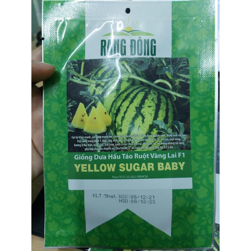 Hạt giống dưa hấu táo Sugar Baby ruột vàng lai f1, đóng gói 5 hạt