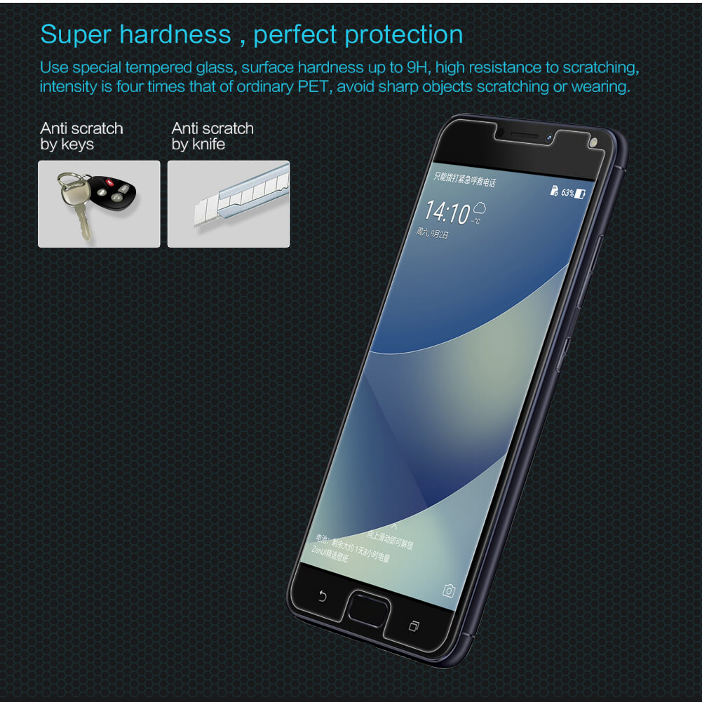 Miếng dán kính cường lực cho Asus Zenfone 4 Max ZC554KL  hiệu Nillkin (độ cứng 9H, mỏng 0.3mm, hạn chế bám vân tay) - Hàng chính hãng