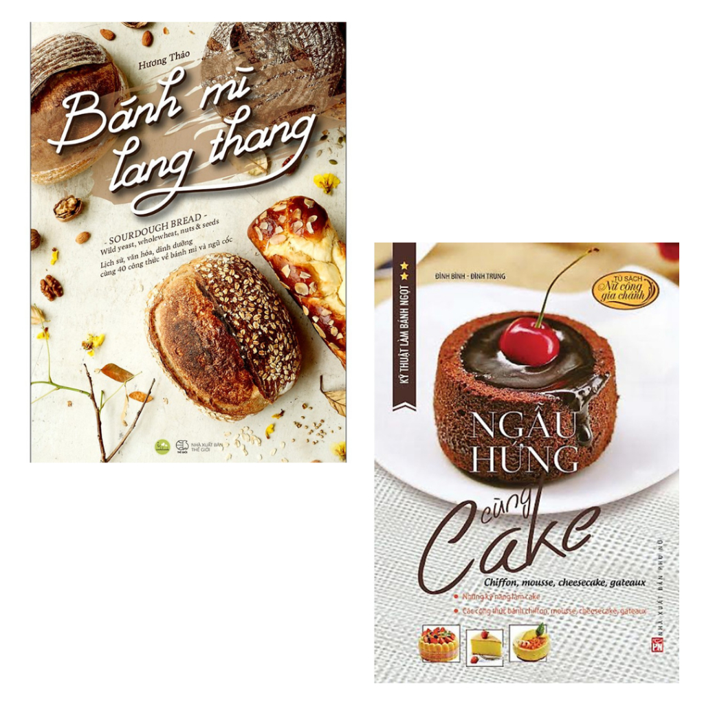Sách Combo 2 Cuốn  Vào Bếp : Ngẫu Hứng Cùng Cake pn + Bánh Mì Lang Thang sky