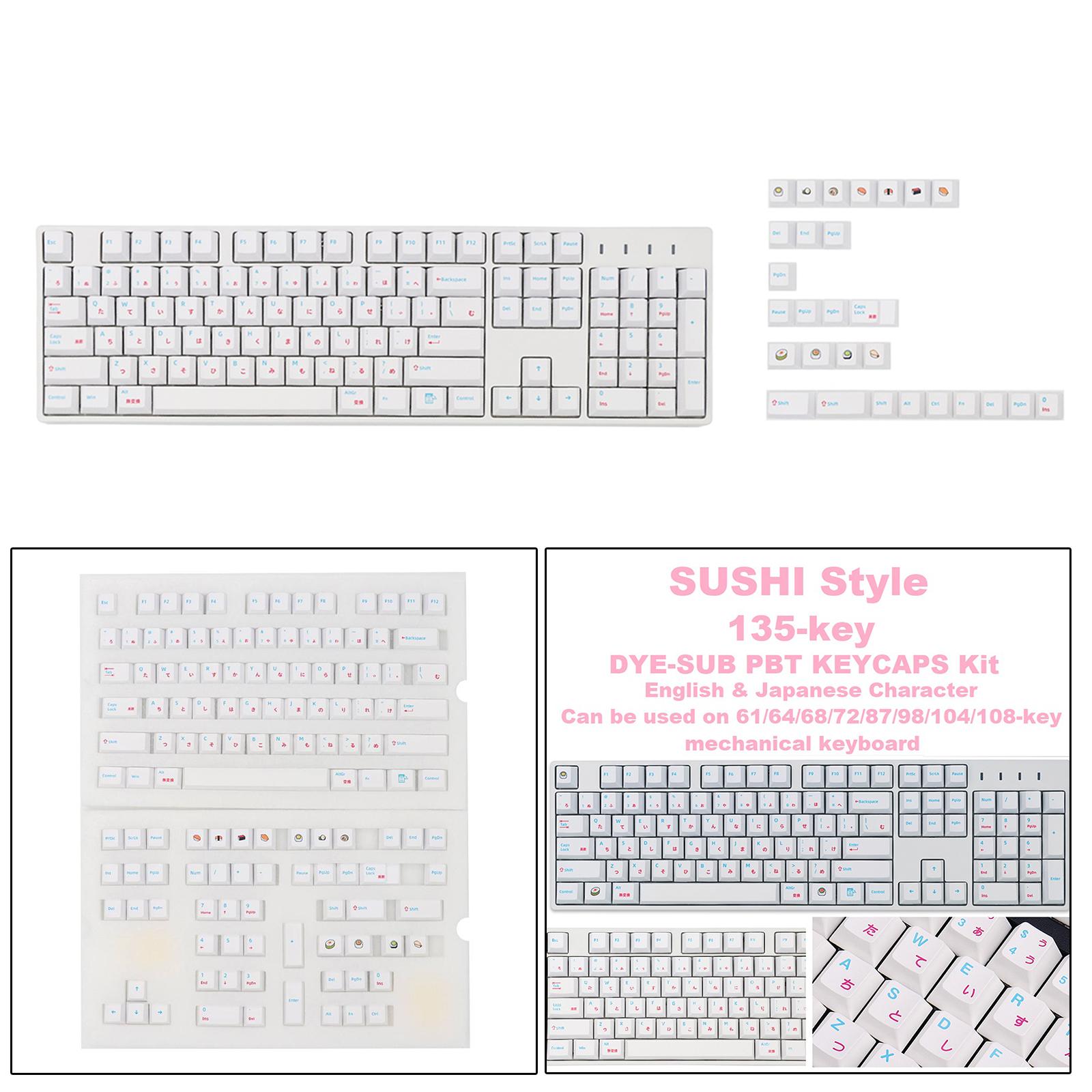 135 Keys Caps PBT Japanese Sushi Keycaps for Cherry MX Mechanical Keyboard