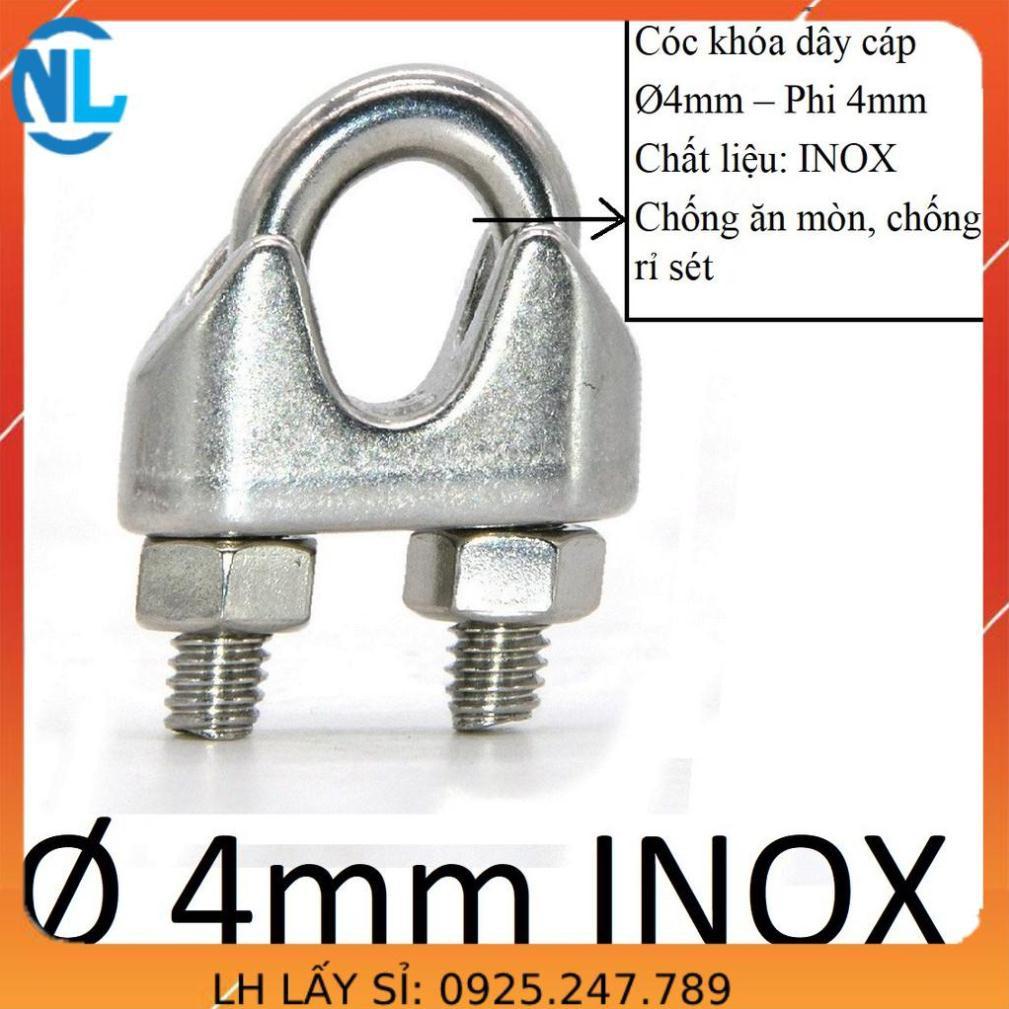 10 Cóc khóa cáp phi 4mm INOX cáp thép giá sỉ