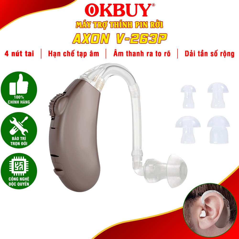 Máy trợ thính có bộ lọc tiếng ồn Axon V-263P - Kèm hộp đựng máy