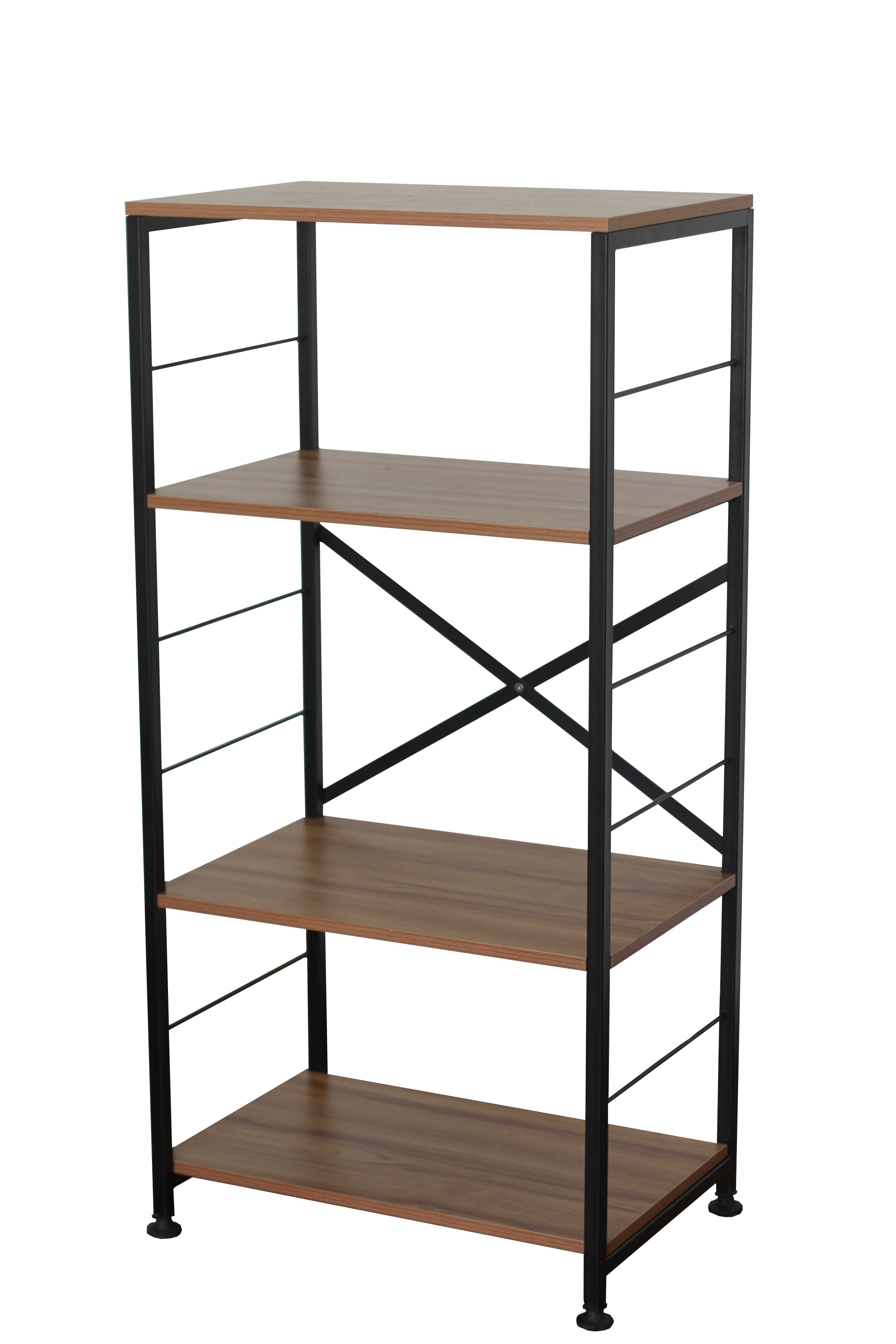 Kệ để lò vi sóng, nồi cơm điện KN 174 khung đen, gỗ nâu vàng