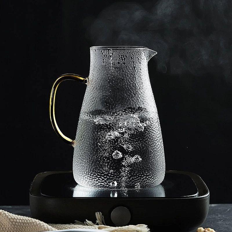 Bình Ấm Thủy Tinh Cao Cấp 1,5 Lít - 1,8 Lít Đun Nước Chịu Nhiệt Quai Vàng