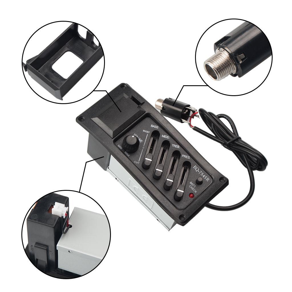 2X 7545R Acoustic Guitar 4 Band Preamp Amplifier Equalizer