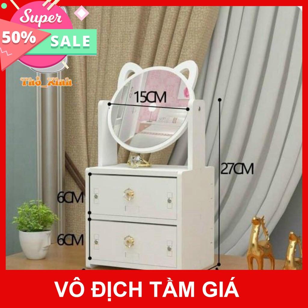 ️Kệ Mỹ Phẩm️ Mini, Kệ Để Đồ điểm trang có Kèm Gương Tai Mèo Dễ Thương