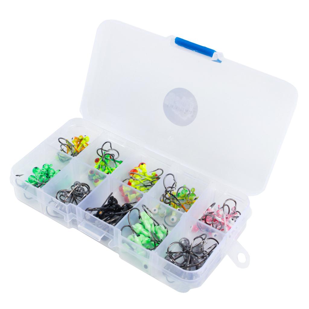 100pcs Jigging Jig Hooks Fishhook Lead Head Fishing Hooks Set for Worm Lures