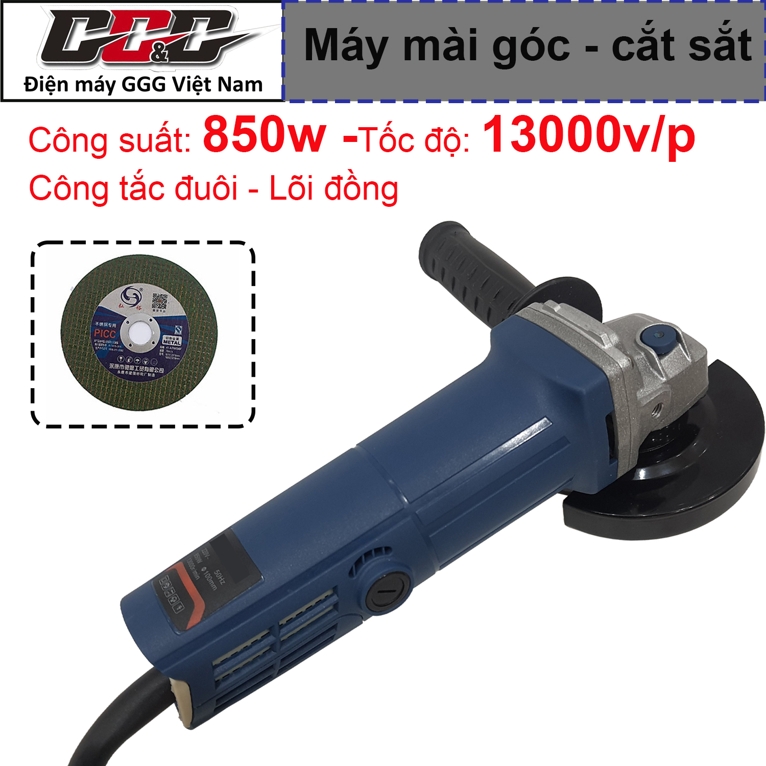 Máy mài góc, máy cắt sắt, cắt gạch, máy mài cầm tay đa năng Angle 9525 - Lõi đồng - công suất 850w