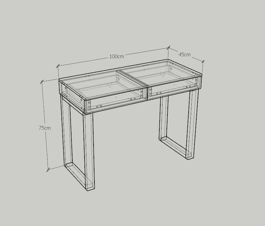 [Happy Home Furniture] WESLEY, Bàn trang điểm chân sắt - 2 ngăn kéo,  100cm x 45cm x 75cm ( DxRxC), BAN_011