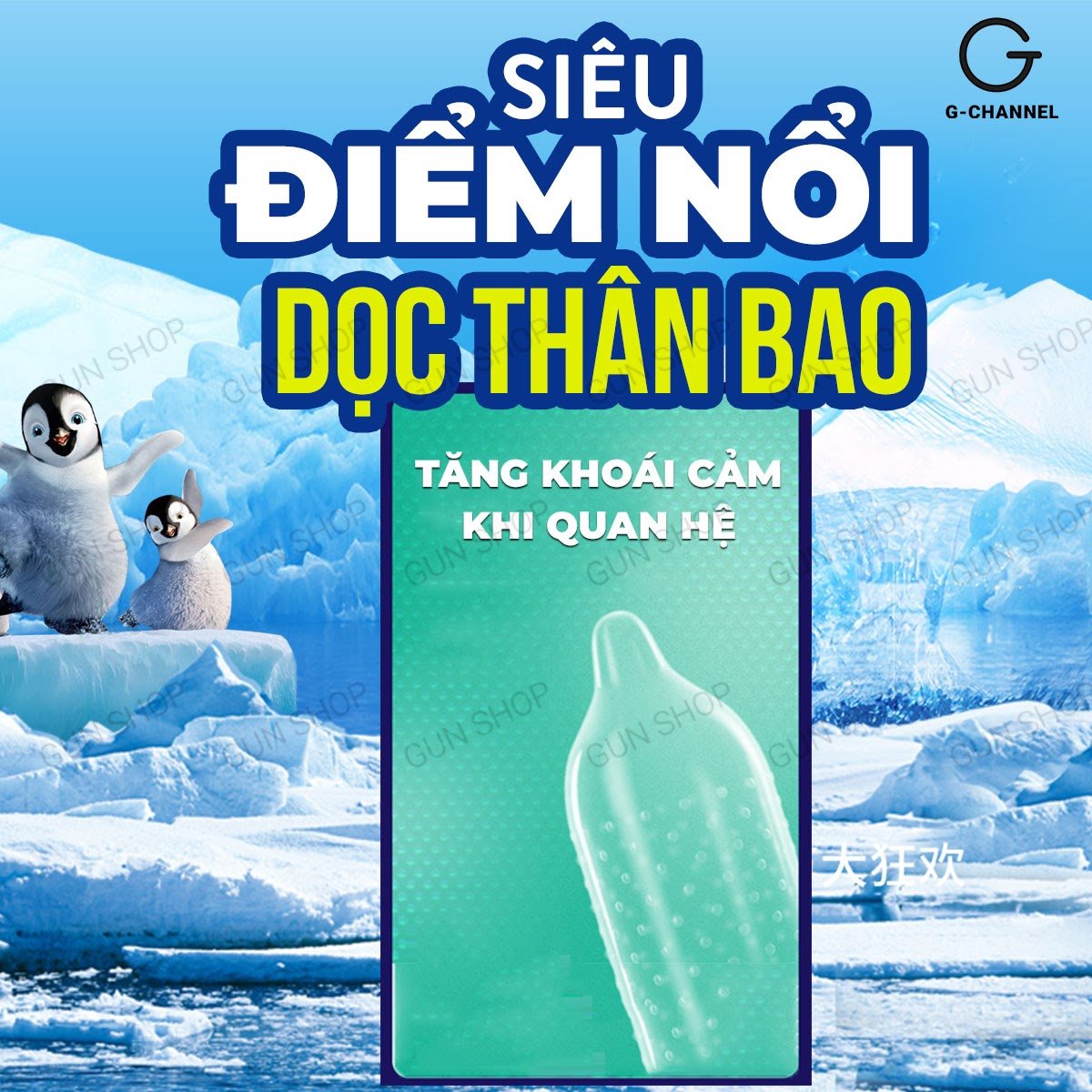 [Hộp 10 cái] Bao cao su Muaisi Cool - Siêu điểm nổi, mát lạnh