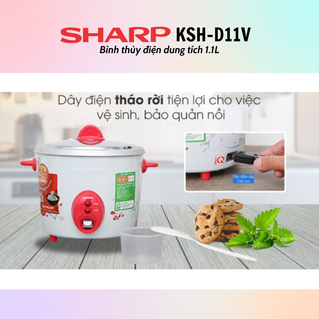 Nồi Cơm Điện Nắp Rời Sharp KSH-D11V (1.1L) - Hàng Chính Hãng -  Màu Ngẫu Nhiên