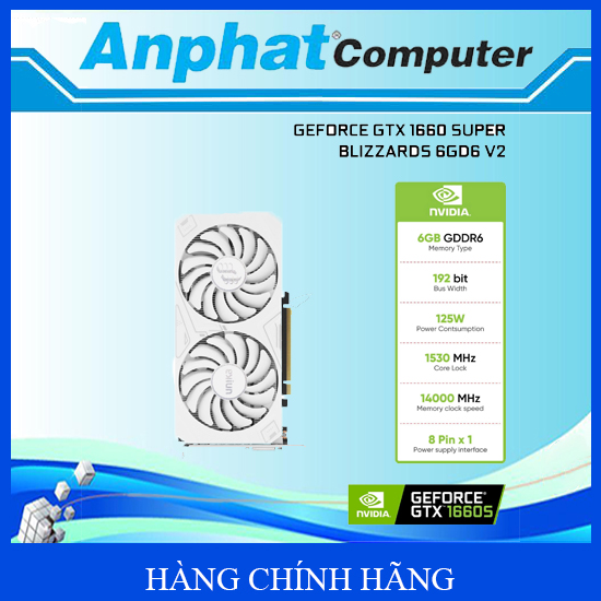 Card Màn Hình VGA UNIKA GeForce GTX 1660S Super BLIZZARDS 6G D6 V2 Trắng – Hàng Chính Hãng