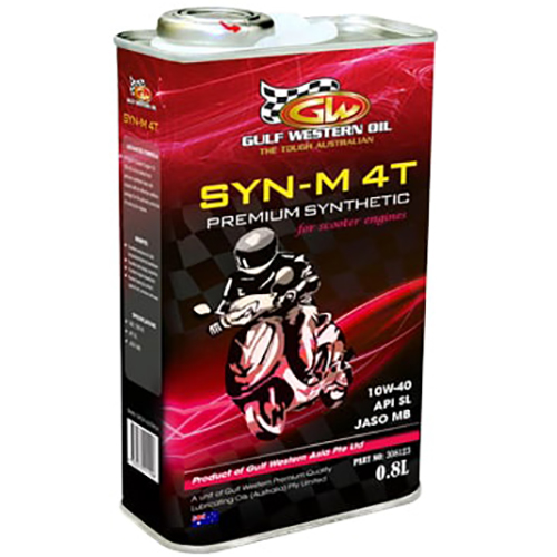 Nhớt Động Cơ Đốt Trong Gulf Western Oil 4T SYN-M 4T PREMIUM SYNTHETIC 10W-40 API SL JASO MB 800ml