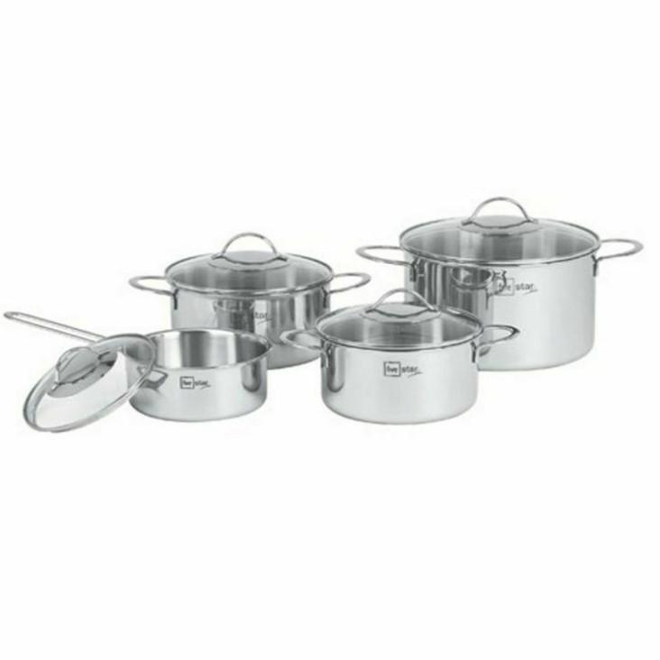 Bộ nồi 3 lớp đáy liền inox 304 Fivestar Plus quai oval nắp kính , tặng 1 vá canh- BỘ NỒI BẾP TỪ CAO CẤP