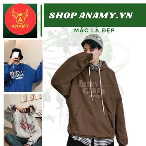 Áo Khoác Hoodie Chống Bụi Cho Nữ Cho Nam Có 3 Màu, Nỉ unisex In Hình BEERS &amp; GEARS form rộng