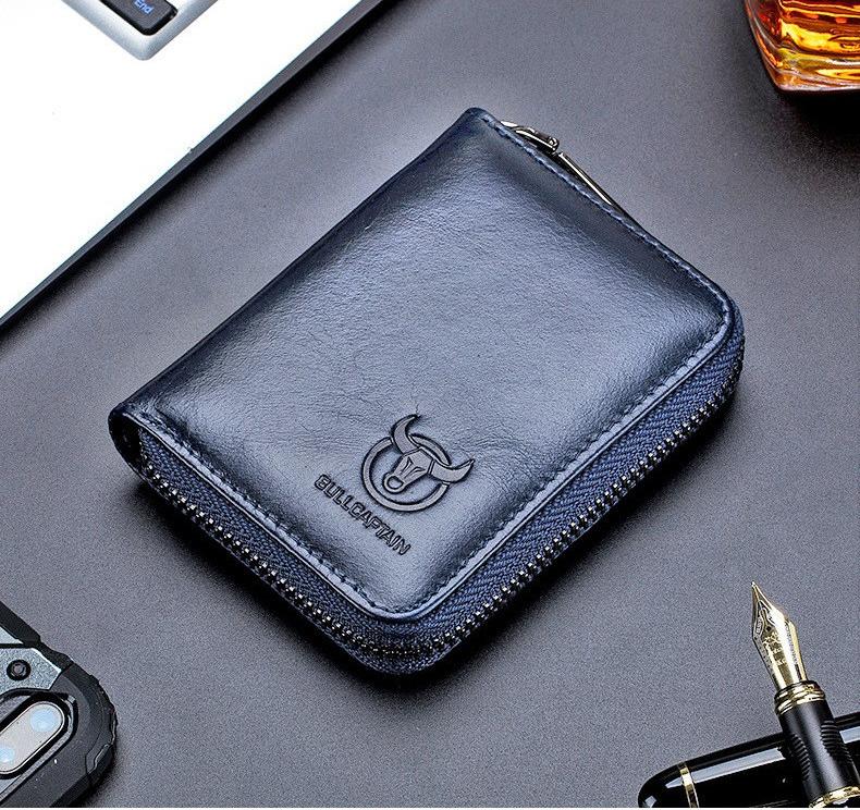Ví đựng thẻ ATM nhiều ngăn da bò thật 100% T14 - Xanh Navy