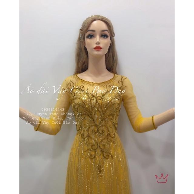 Áo dà mẹ màu vàng đi tiệc hoặc sui gia