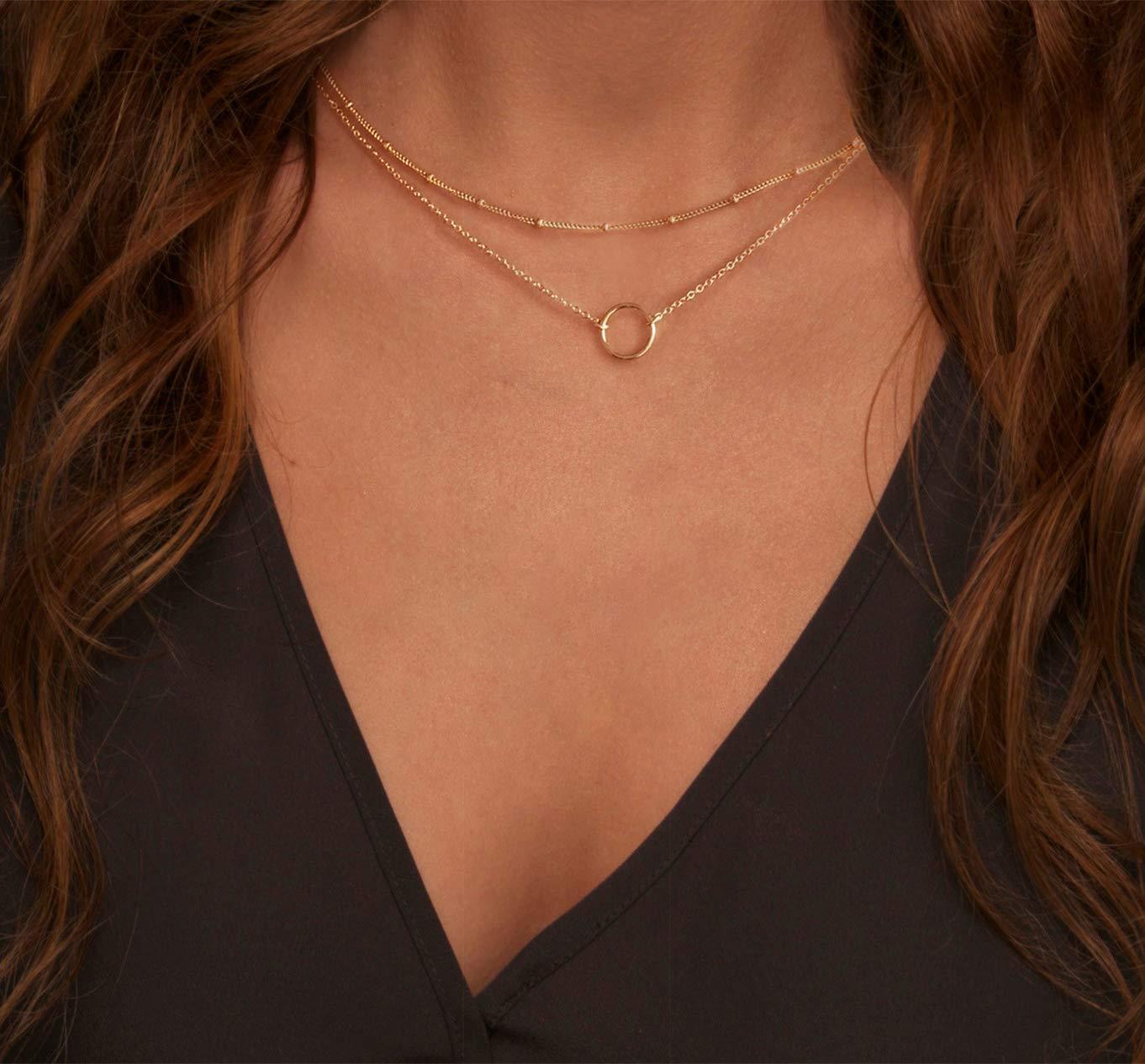 Vòng cổ trái tim xếp lớp mặt dây chuyền bằng thủ công 18K Vàng mạ vàng Vòng cổ Vòng cổ Vòng cổ tinh tế