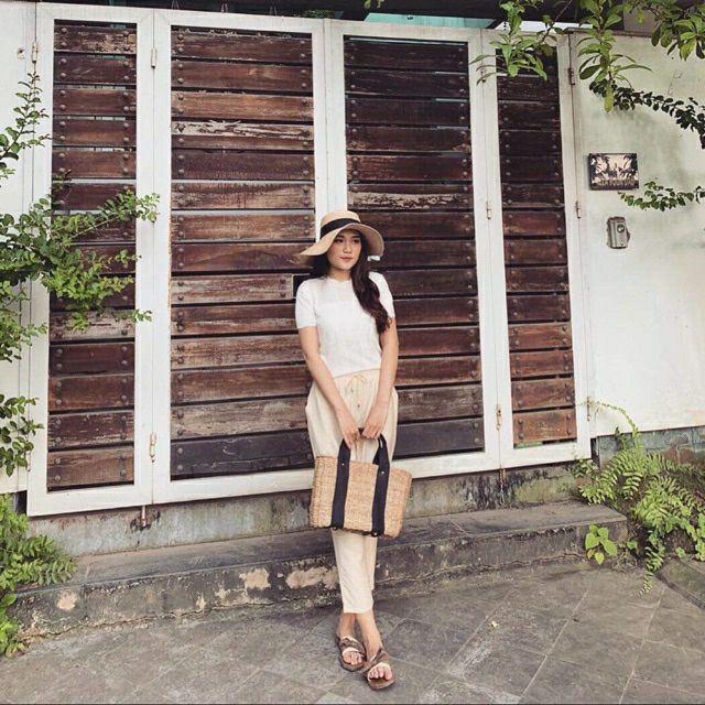 Quần baggy Đũi xước cạp chun thắt nơ xinh xắn