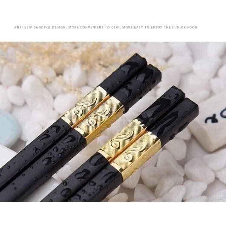 Đũa Hợp Kim Mạ Vàng Cao Cấp - Hộp 10 đôi