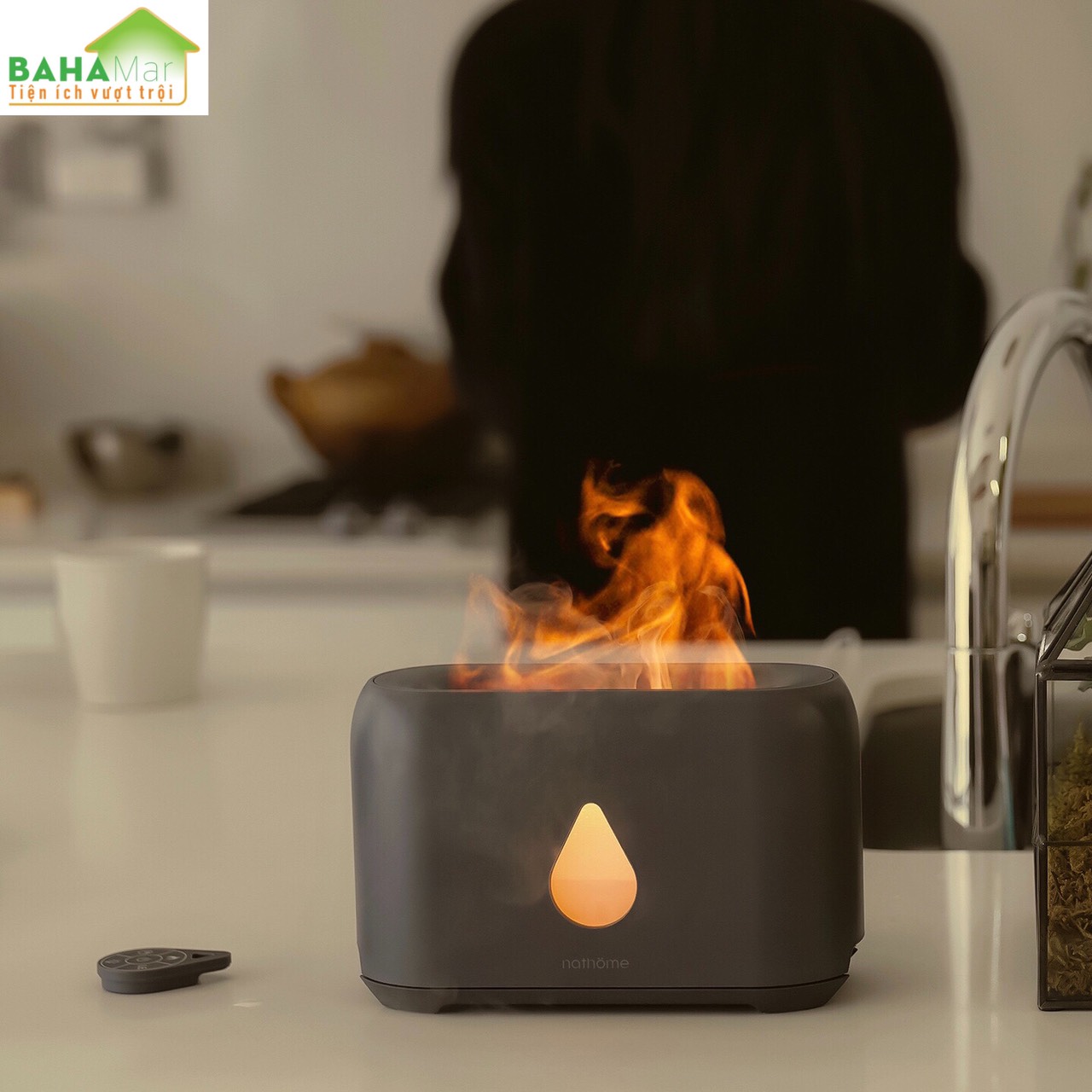 MÁY PHUN SƯƠNG TẠO ẨM MÔ PHỎNG NGỌN LỬA 3D ĐÈN LED - KHUẾCH TÁN TINH DẦU "BAHAMAR"
