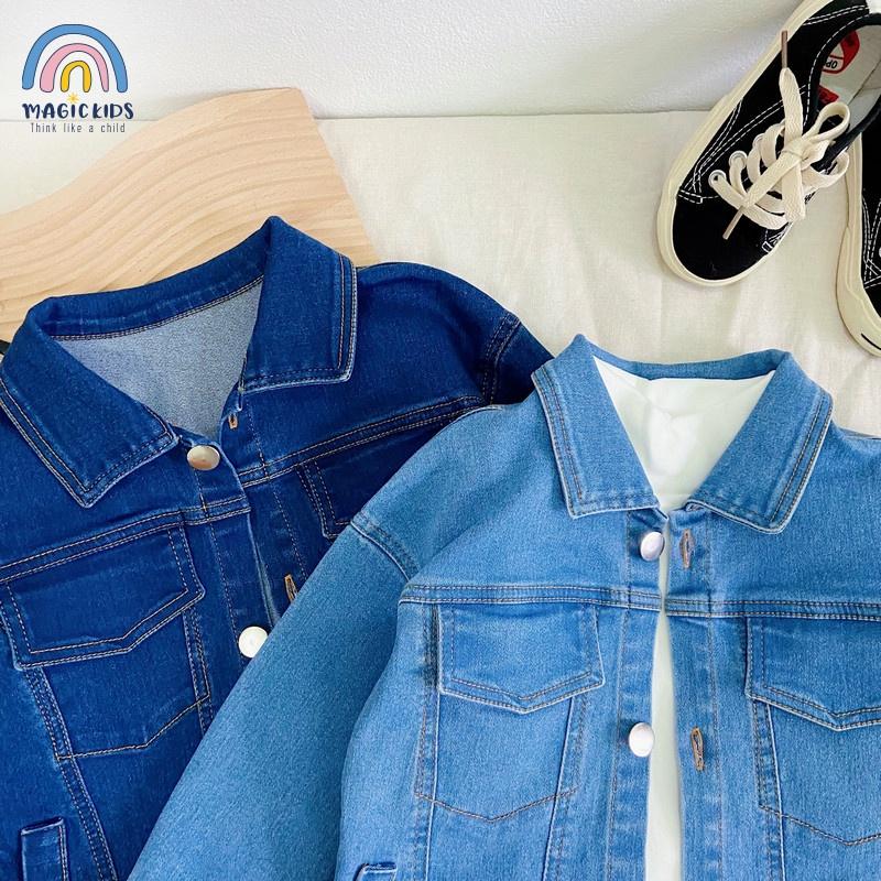 Áo khoác jeans chất bò mềm cho bé trai Magickids Áo khoác thu đông trẻ em giữ ấm AO21017