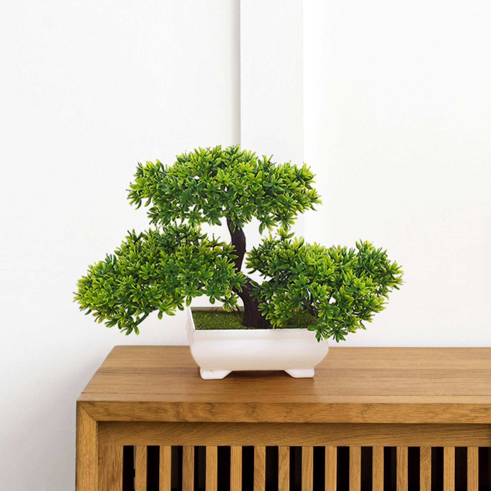 Artificial Bonsai Tree Desk Potted  Tree for Living Room Shelf Fireplace