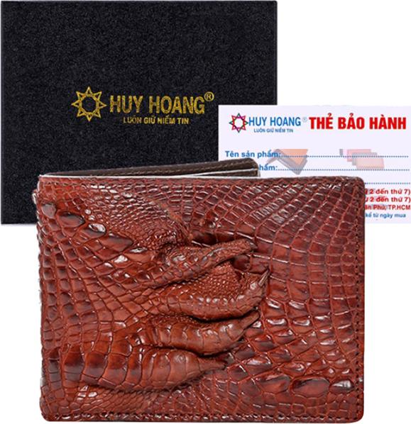 Ví Nam Da Cá Sấu Gù Chân Huy Hoàng HT2233 (12.5 x 10 cm) - Nâu Đỏ
