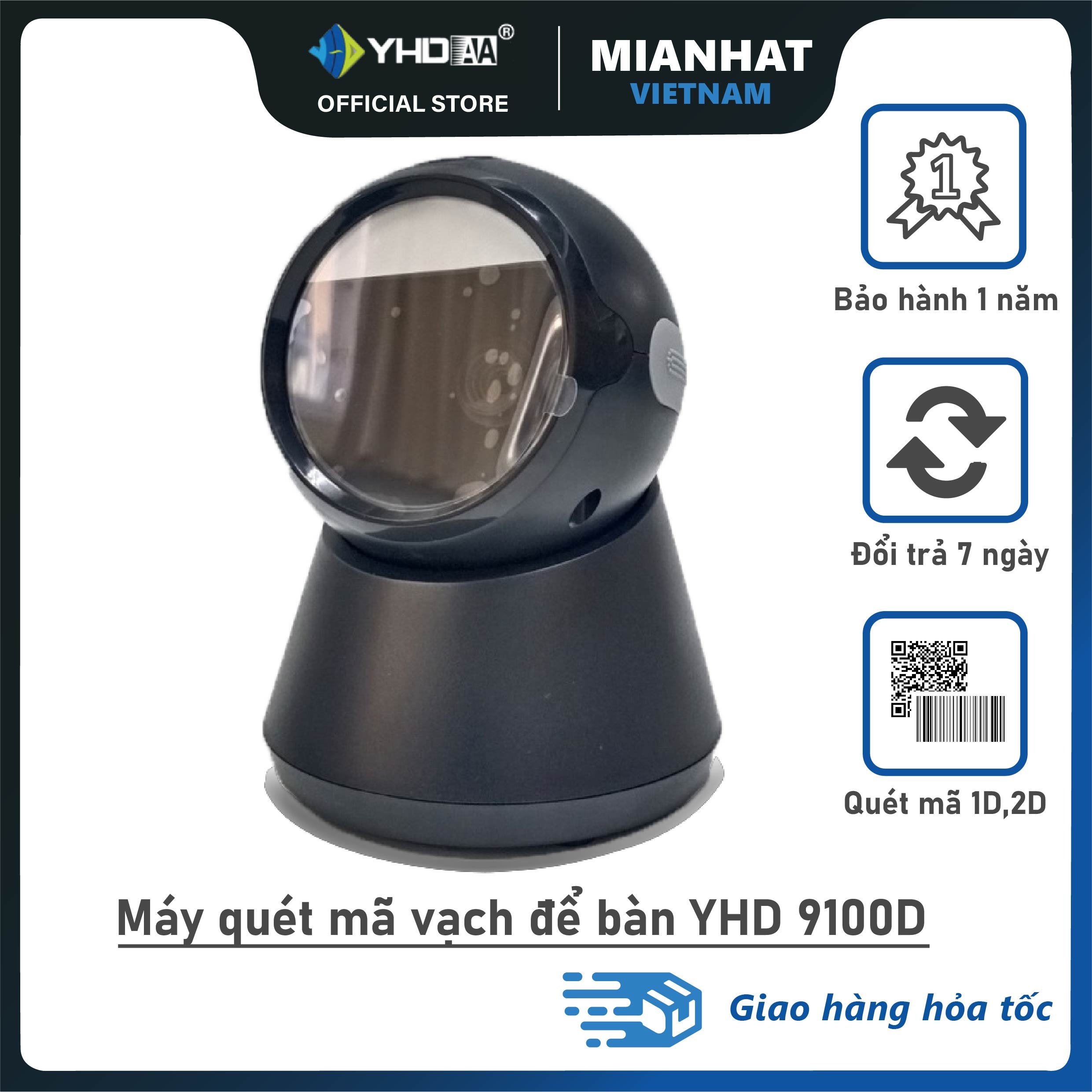 Máy quét mã vạch siêu thị YHD 9100D đọc mã vạch Barcode 1D Qrcode 2D sản phẩm dùng trong Cửa hàng, Siêu thị - Hàng nhập khẩu