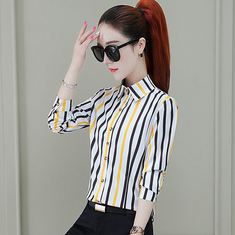 Áo sơ mi công sở họa tiết kẻ sọc xinh, vải kate lụa chống nhăn, form chuẩn đủ size SM43