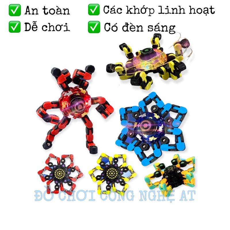 CON QUAY SPINNER 6 CHÂN CÓ ĐÈN SÁNG,CON QUAY BIẾN HÌNH,ROBOT THÔNG MINH THOẢ TRÍ SÁNG TẠO CỦA BÉ