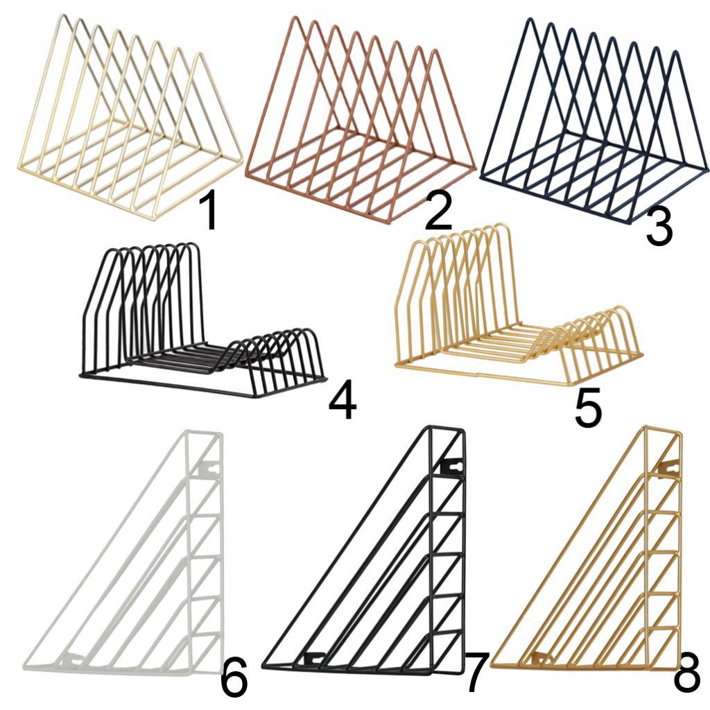Triangle Book Holder Minimalist Bookshelf Desktop Organizer Rack A Gold