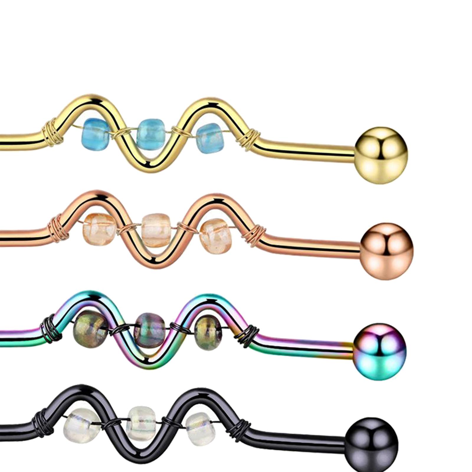 5Pcs Multi Ear Ring Bar Barbell Body Piercing Jewelry Ear Studs Crystal Beads