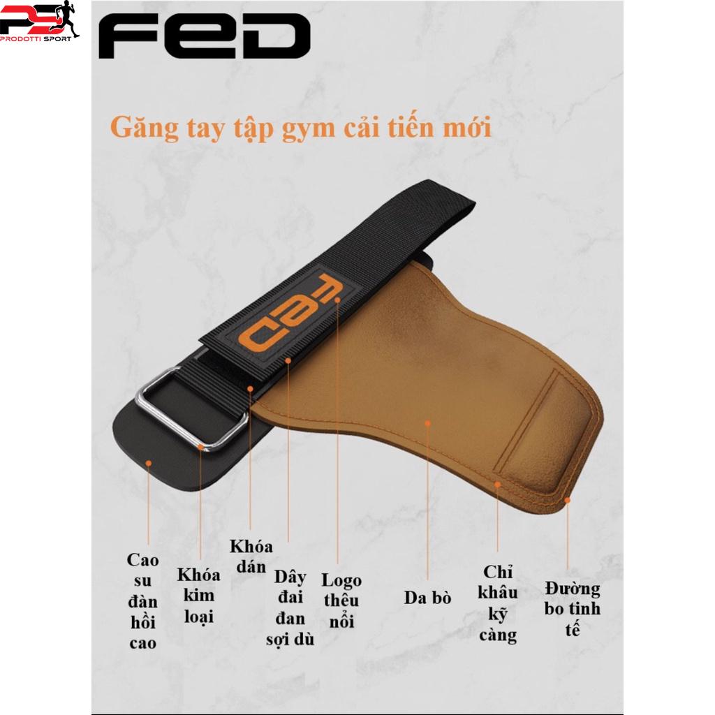 Găng tay tập gym FED-YD-02 dây kéo lưng,xô hít xà tập gym da bò cao cấp.