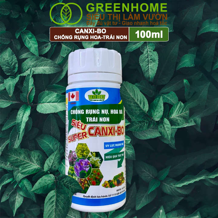 Phân bón Canxi Bo Greenhome, Chai 100ml, Tăng đậu trái, Chống rụng hoa và trái non, chống thối trái, dùng cho cây ăn quả
