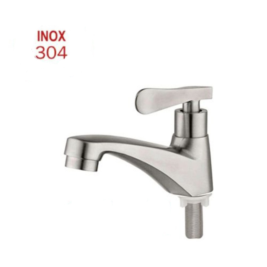 Vòi lavabo lạnh inox 304, vòi rửa mặt inox 304