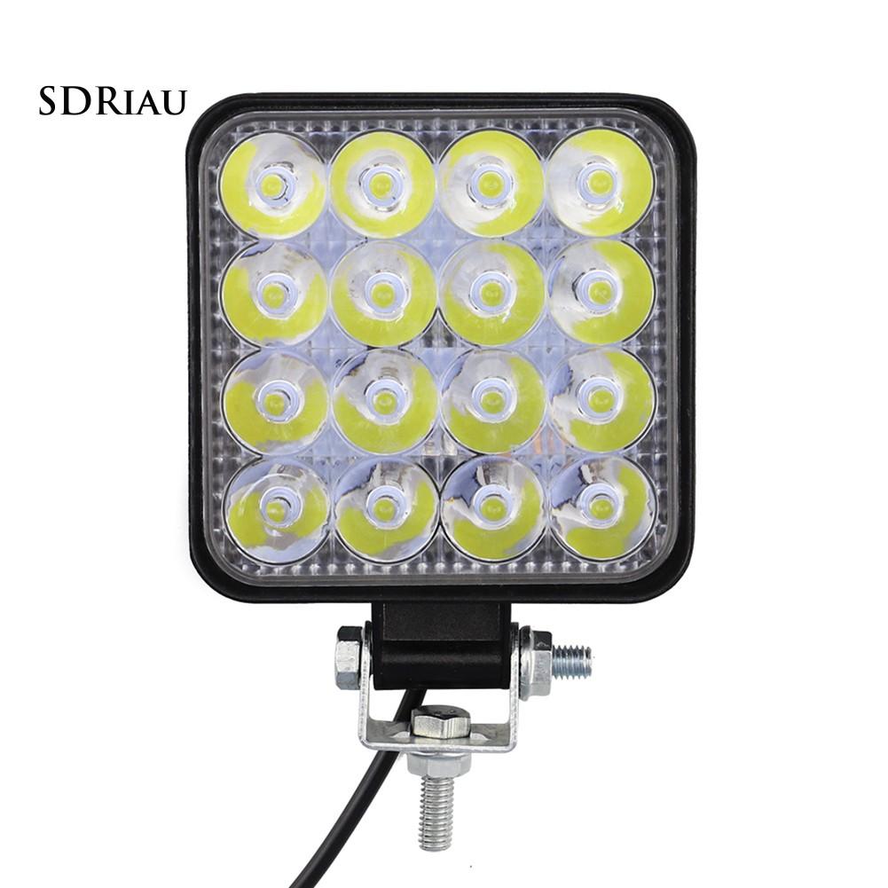 Bộ 2 đèn trợ sáng LED kiểu vuông 48W dành cho xe hơi/xe tải