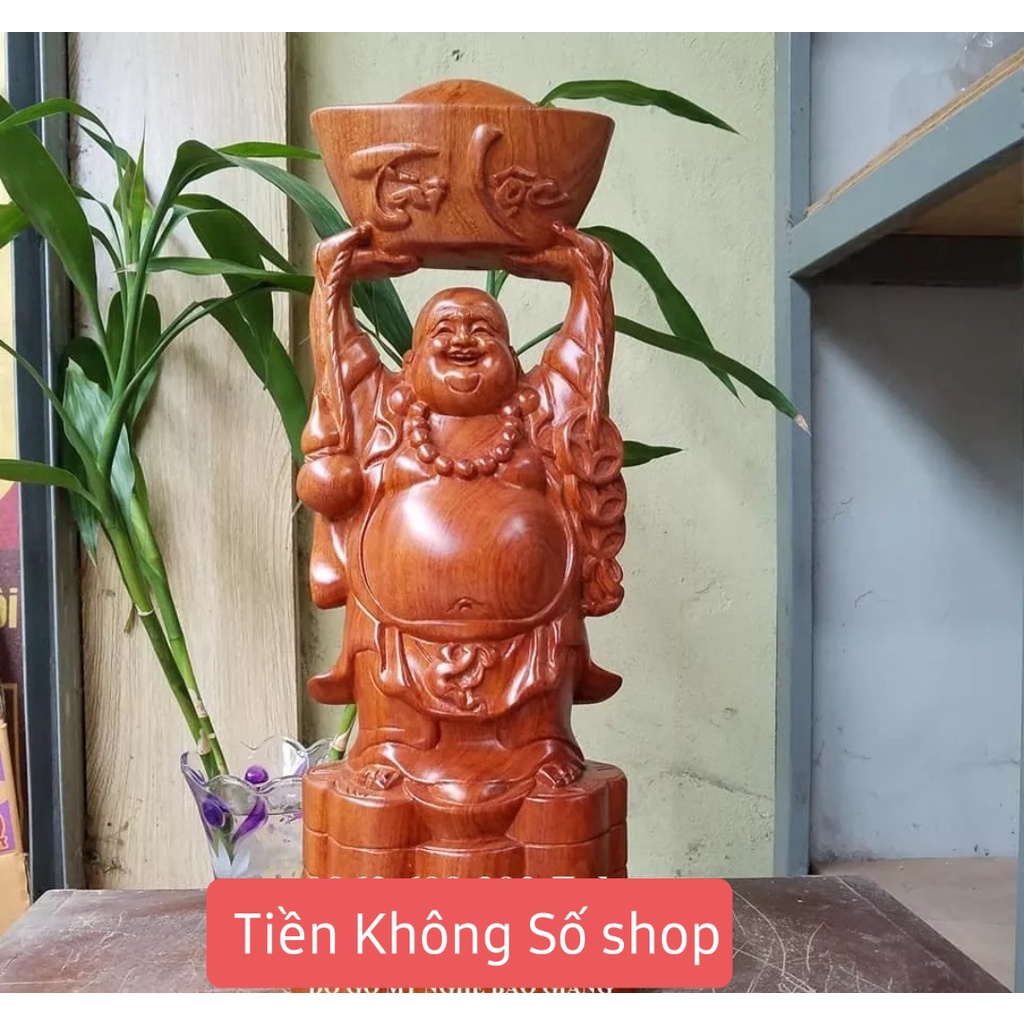 Di lặc dâng bát vàng gỗ hương 20CM