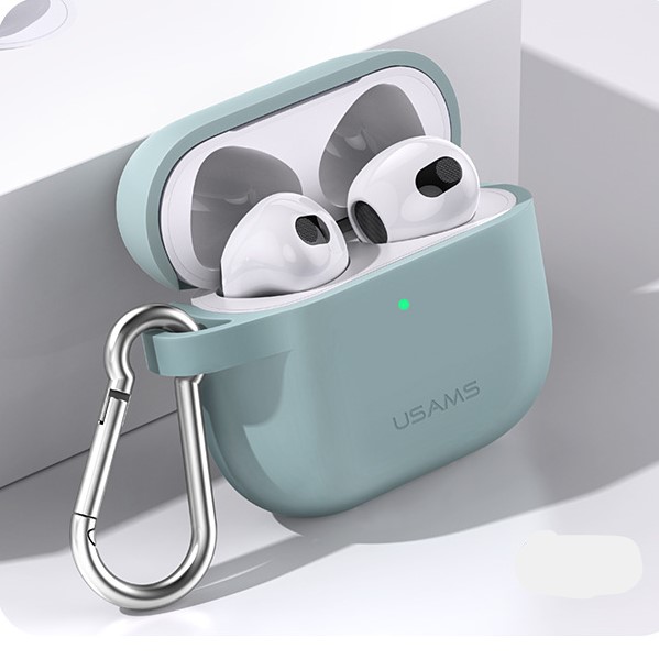 Case Ốp Bảo Vệ Hộp Sạc Dành Cho Tai Nghe Silicon Airpods 3 Hiệu USAMS Nhiều Màu-Kèm Móc Khóa