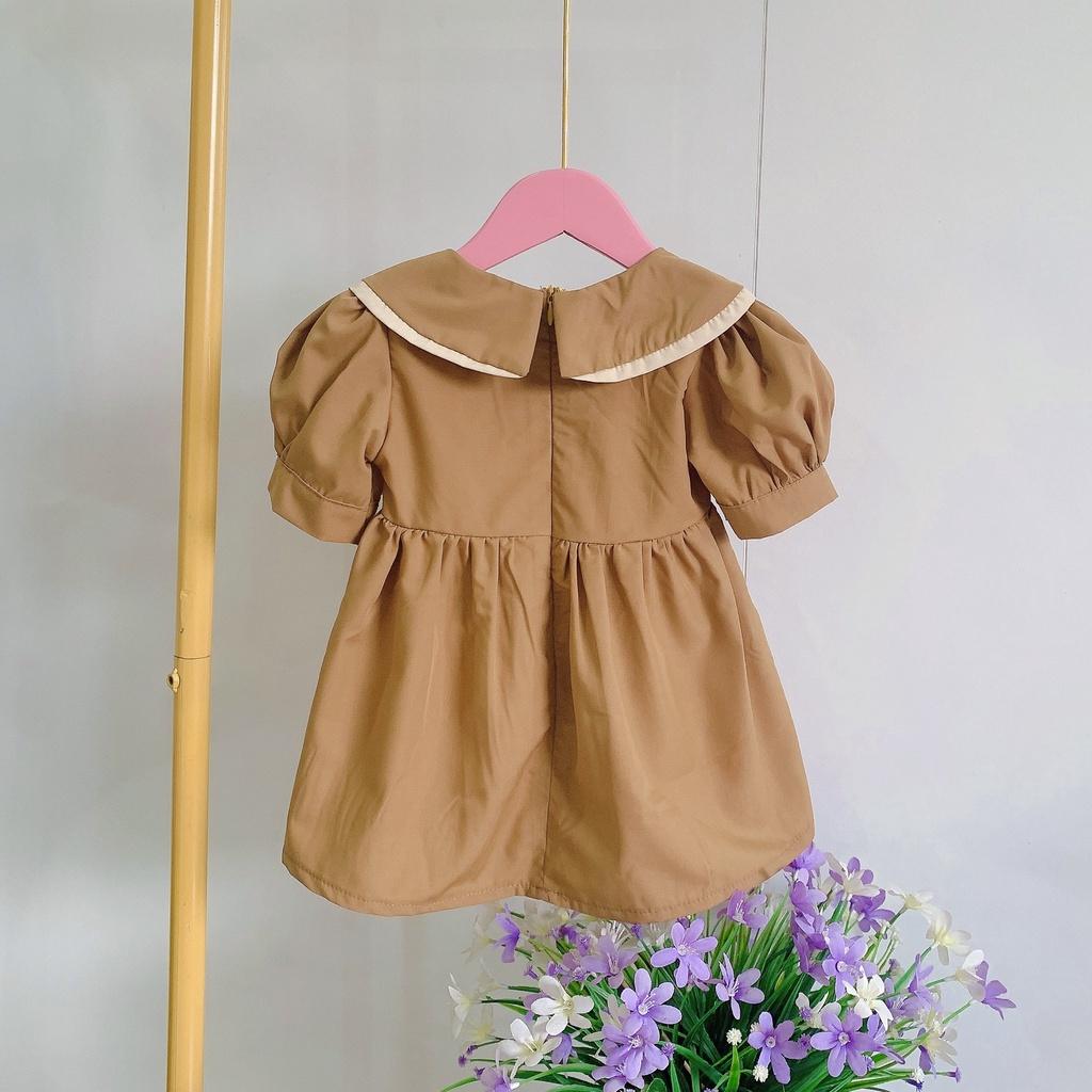 Váy Bé Gái 8-40kg NHƯ Ý HOUSE'S- Đầm Công Chúa, váy trẻ em, hàng thiết kế - váy nâu nẹp xám - 8-40kg