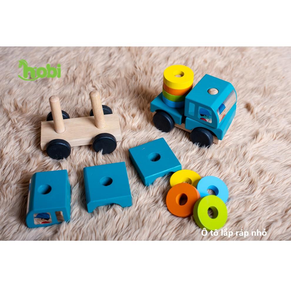 đồ chơi gỗ xuất khẩu châu âu- xe lắp ráp cuộn -Xe cứu hỏa-  đồ chơi lắp ráp