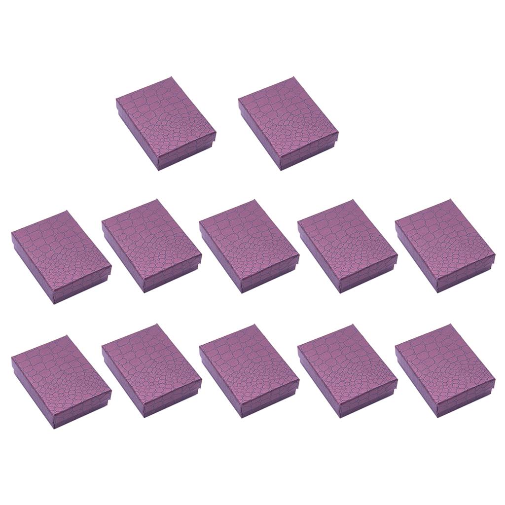 12pcs Cardboard Jewelry Box w/ Sponge Rings Box Square Gift Box Purple