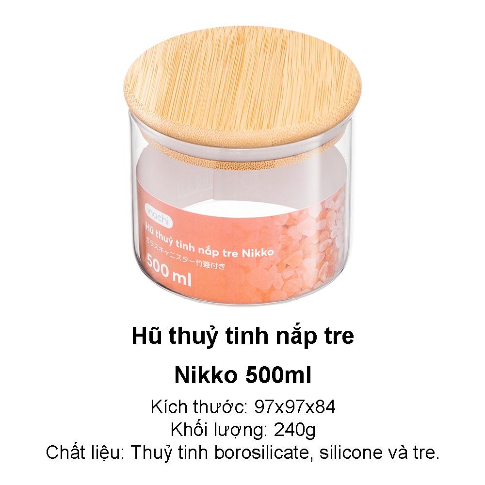 Hũ thủy tinh nắp tre đựng thực phẩm Nikko Inochi