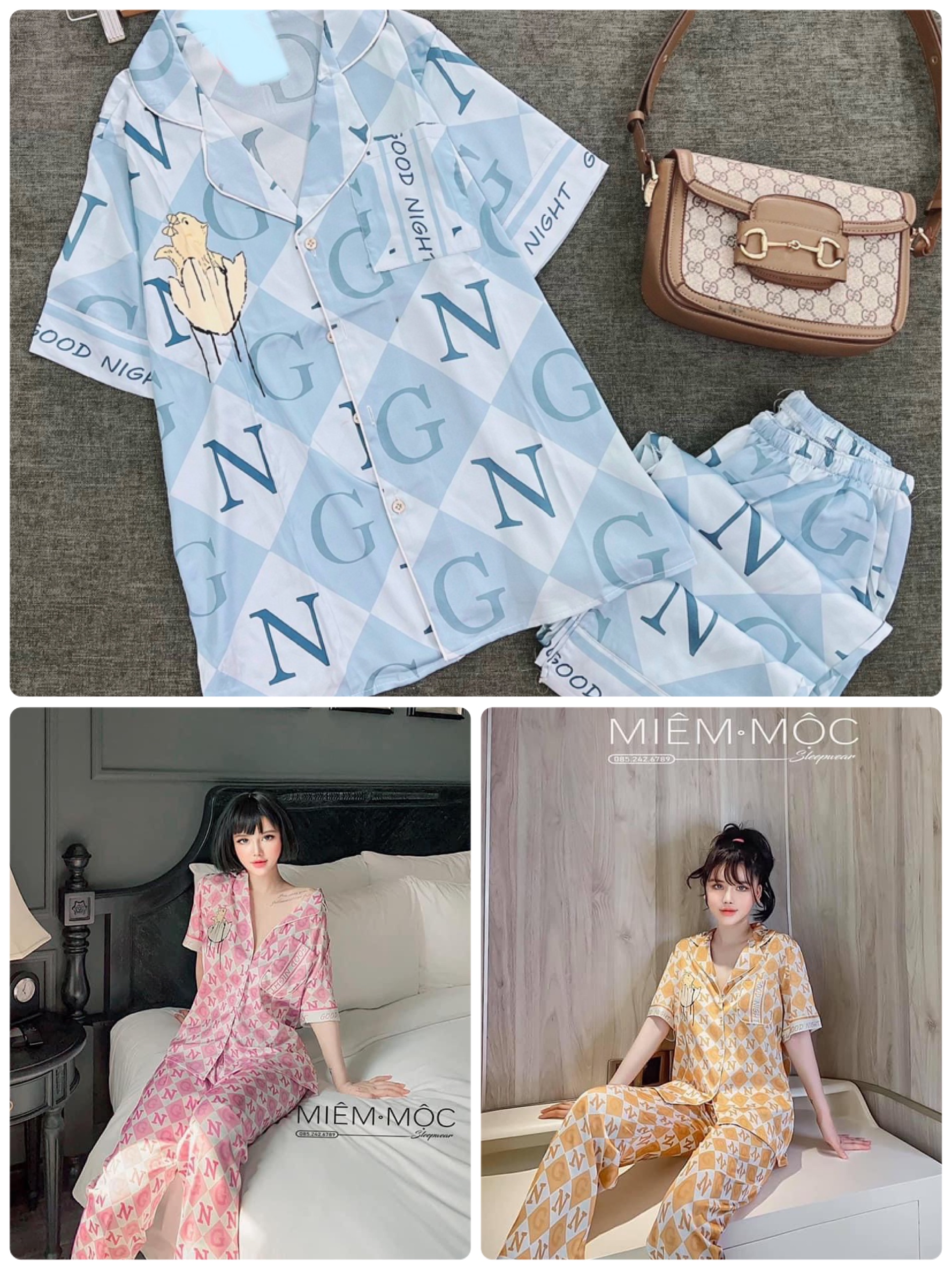 Pijama Lụa Qc Mẫu Đẹp Lụa Thiết Kế Mềm Mịn Mặc Mát