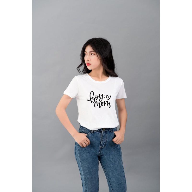 Áo thun nữ đơn giản giản dị dễ thương kiểu chữ boy love mom