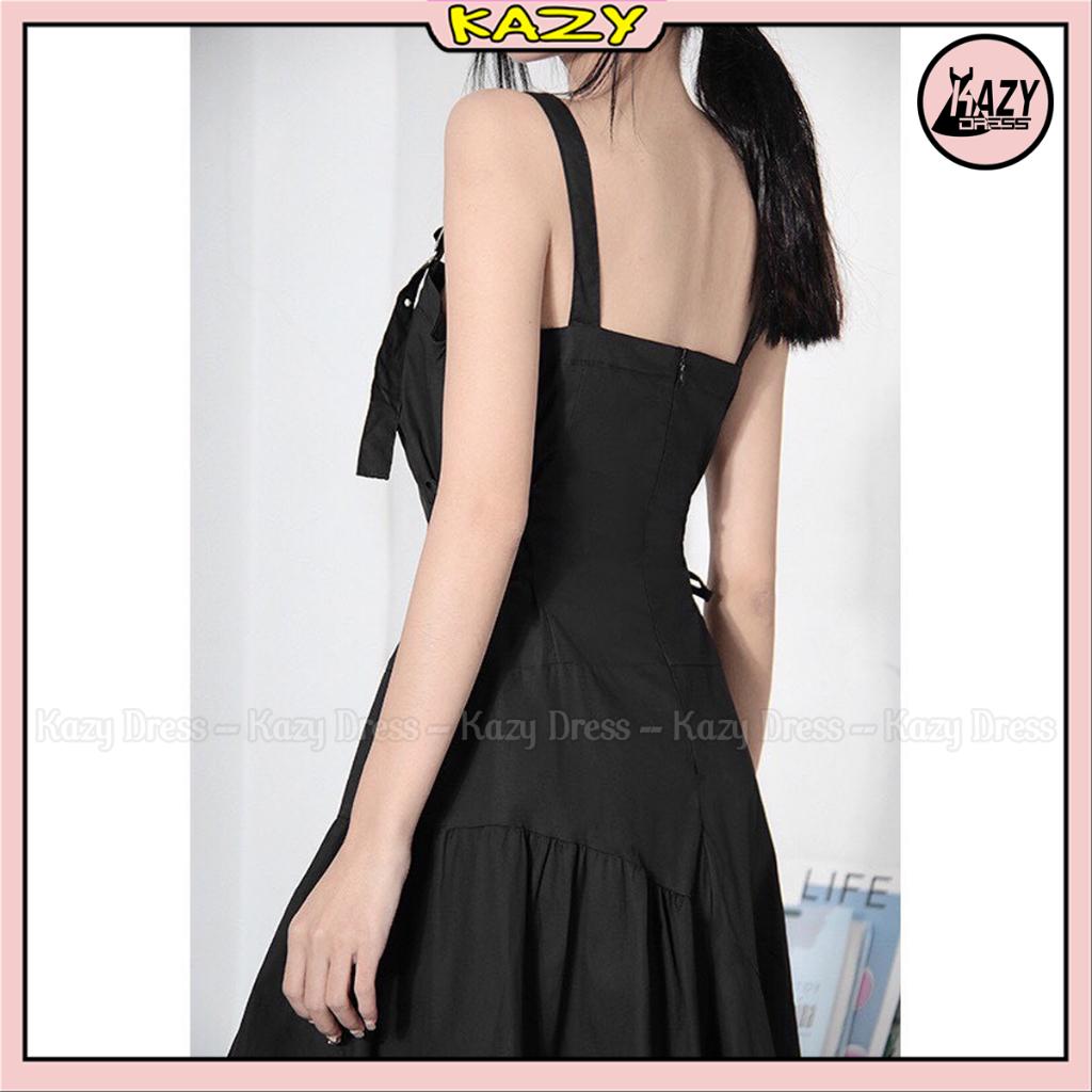 Váy hai dây xẻ tà lệch tầng hack dáng phong cách trẻ trung KAZY DRESS V008