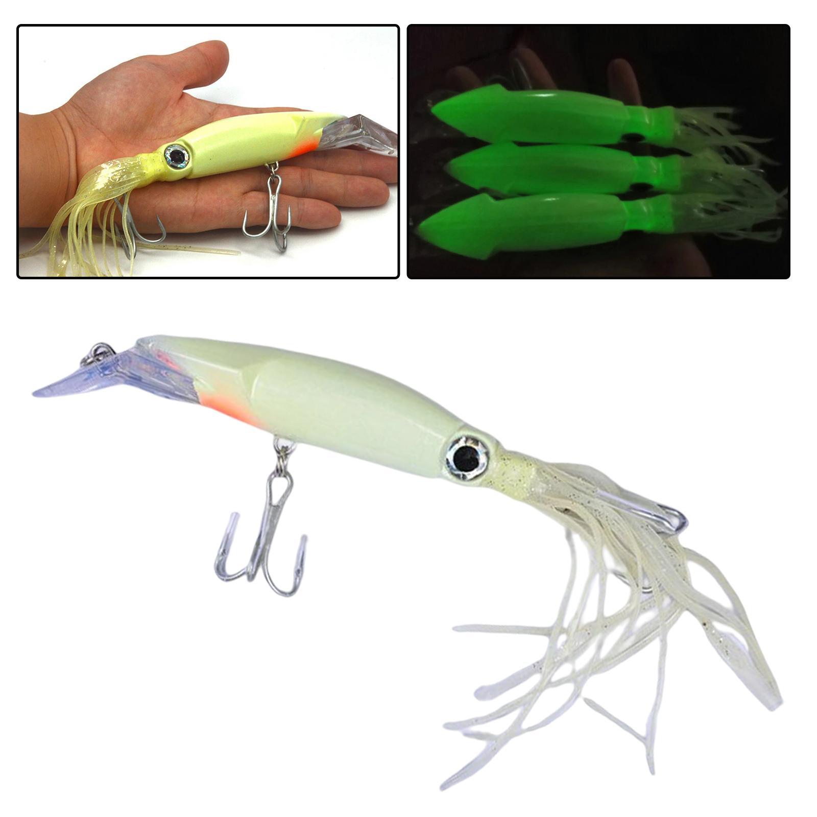 Lifelike Luminous Squid Skirt Bait Trolling 22cm Swimming Lure Octopus Fishing Lures Glow for Dolphin Marlin Trout Bass Saltwater Freshwater