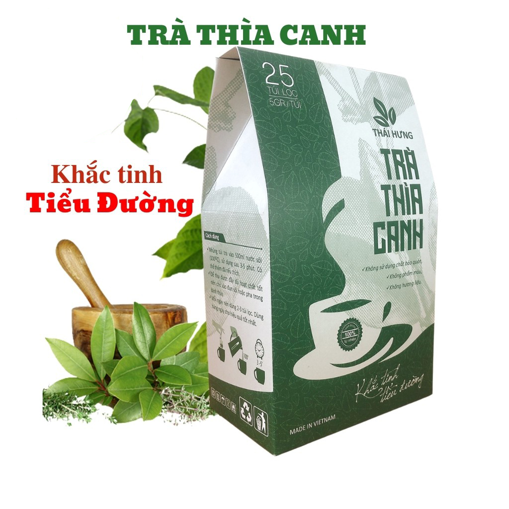 Trà Thìa canh Thái Hưng 25 túi lọc x 5g - Khắc tinh của bệnh tiểu đường, hỗ trợ bệnh mỡ máu cao, gan nhiễm mỡ
